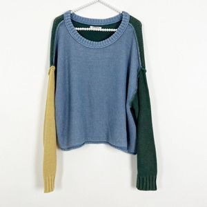 American Eagle Colorblock Sweater Blue Green Size Medium